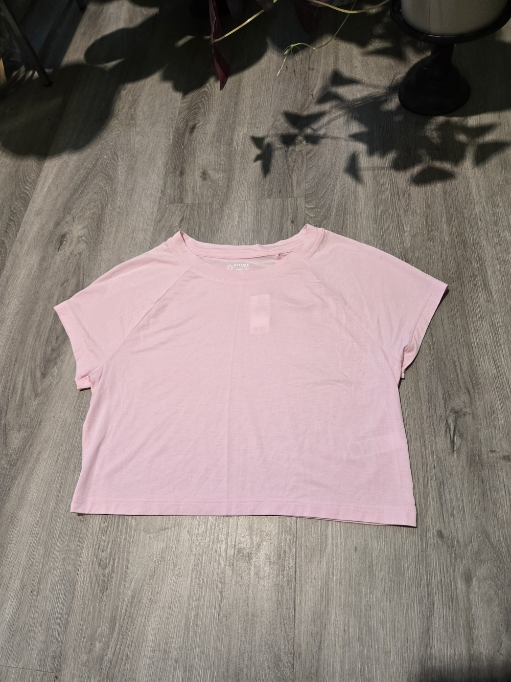 American Eagle Light Pink Boxy Crop Tee